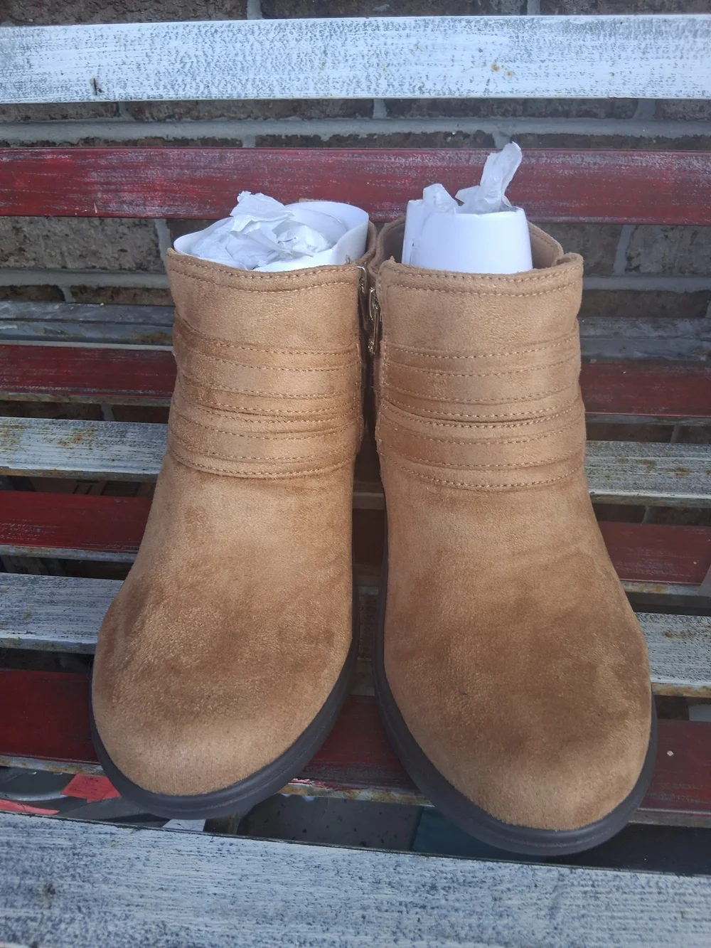 Lifestride Suede Ankle Boots in Tan - Women's Casual Booties